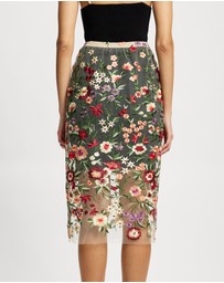 Lindsay Nicholas New York - Floral Sheer Lace Skirt with Underskirt