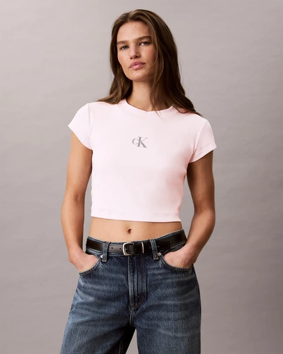 Calvin Klein Jeans - Monogram Logo Ribbed Baby Tee