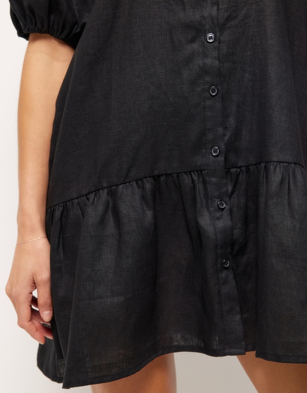 AERE - Joia Linen Puff Sleeve Mini Dress