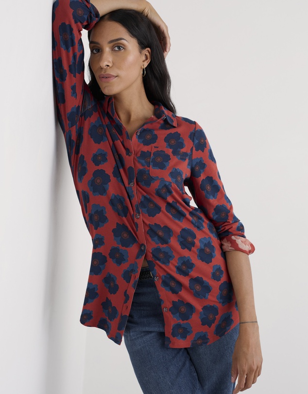 Seasalt - Seasalt Cornwall Red Dove Plant Jersey Button-Through Tunic