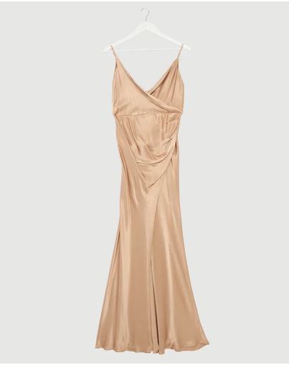 Revibe - Repaired Shona Joy La Lune Cross Draped Maxi Dress - AU 10