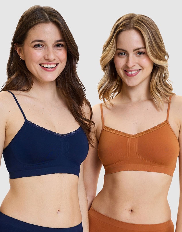 Billet Doux - Zen Attitude Crop Top Style Wirefree Bralette - 2 Pack