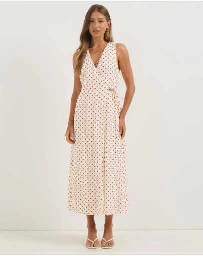 Atmos&Here - Chloe Midi Wrap Dress With Bead Detail