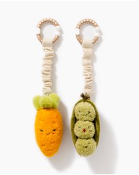 Living Textiles - 2 Pack Mini Market Brunch Stroller Toys - Carrot & Green Peas