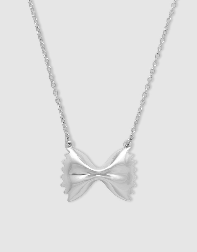 Wanderlust + Co - Bow Tie Pasta Silver Necklace