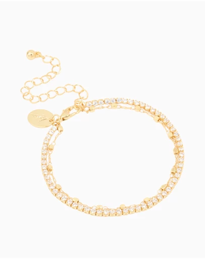 Lovisa - Gold Diamante Cup Chain & Chain Layered Bracelet