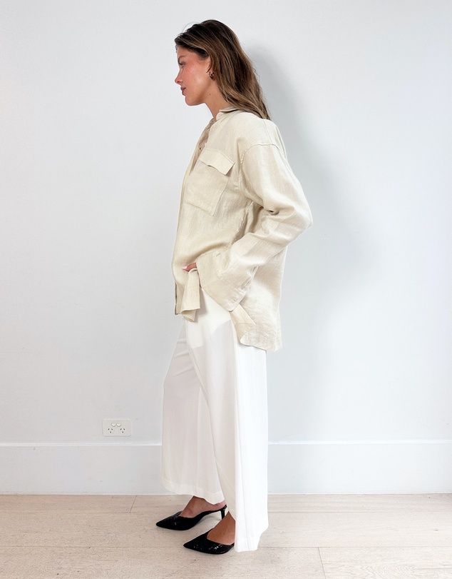 Cirkular - Pre-Loved - Bondi Born Sand Linen Shirt