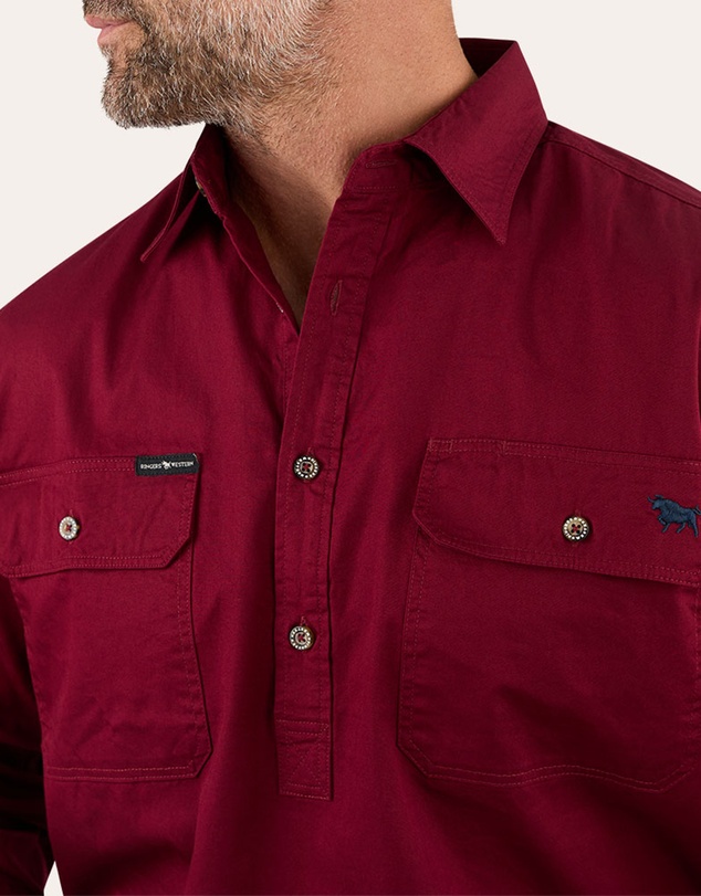 Ringers Western - King River Mens Half Button Work Shirt