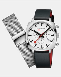 Mondaine - Official Swiss Railways Grand Cushion Vegan Grape Leather Watch Set