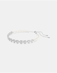 Swarovski - Ariana Grande x Swarovski Tennis choker, Mixed cuts, Heart, White, Rhodium plated