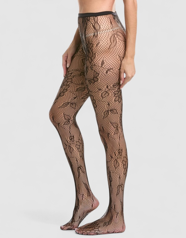 High Heel Jungle - Shadow Bloom Floral Fishnet Tights
