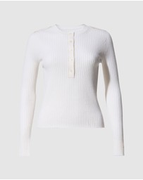 Perfect Moment - Ribbed Henley Knit Top