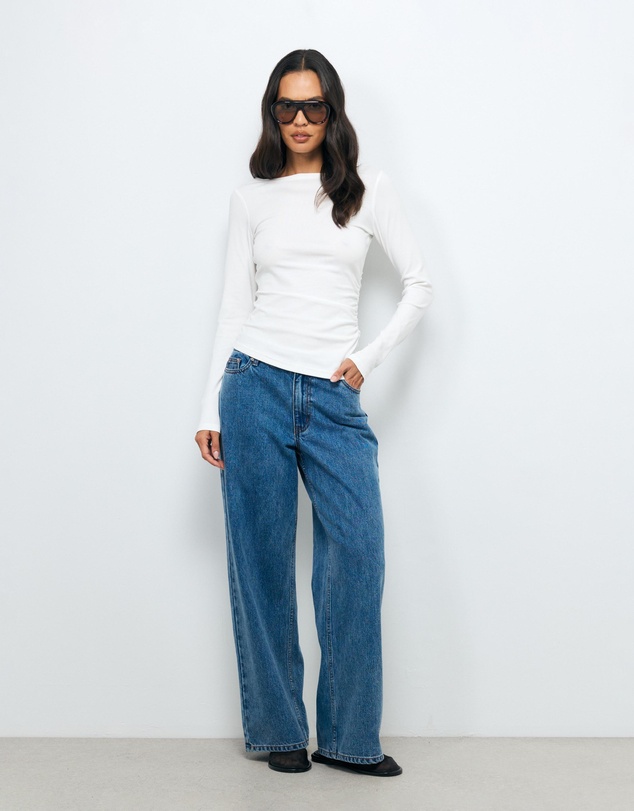 AERE - Boat Neck Gathered Jersey Top