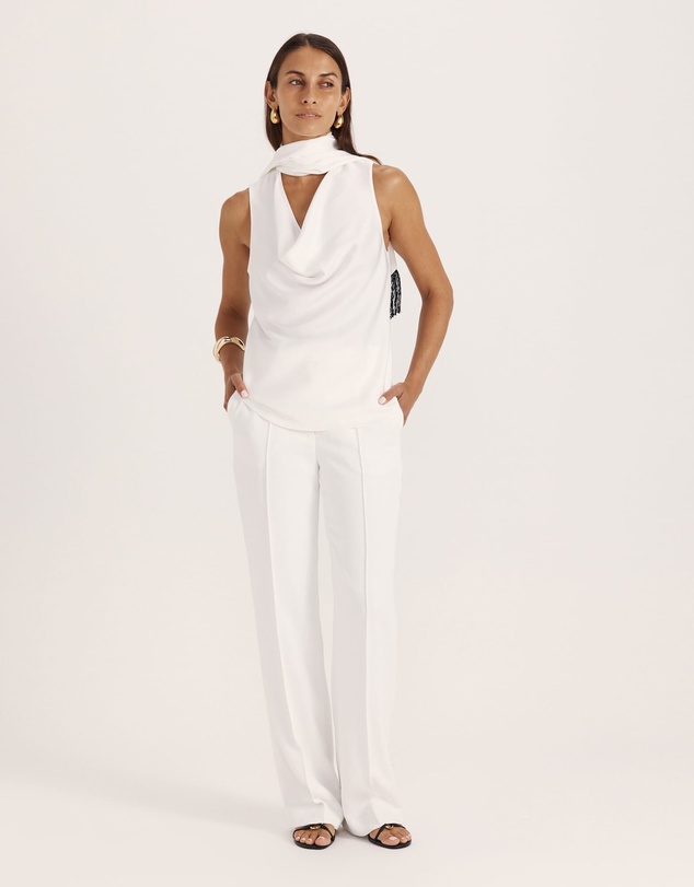 SABA - Tina Cowl Neck Fringe Top
