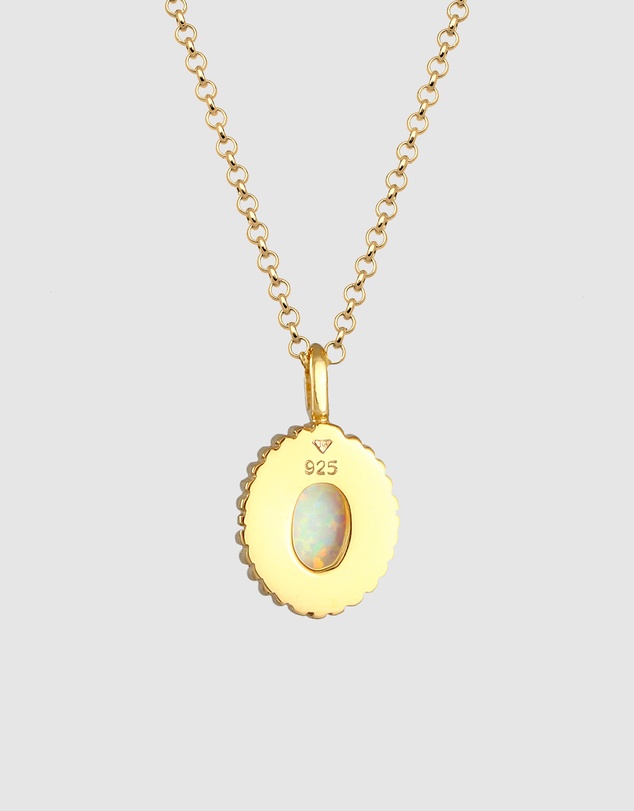 Elli Jewelry - Opal Necklace in Gold-Plated 925 Silver