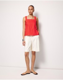 AERE - Straight Neck Tie Back Top