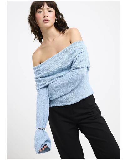 Alice In The Eve - Naya Boucle Off Shoulder Knit Top