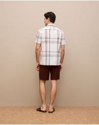 Trenery - Seersucker Check Camp Shirt in White