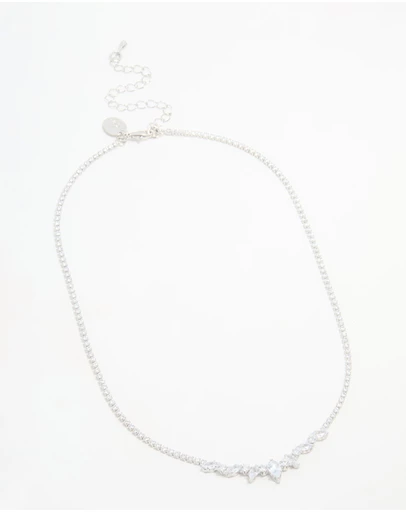 Lovisa - Silver Cubic Zirconia Marquise Pendant Necklace