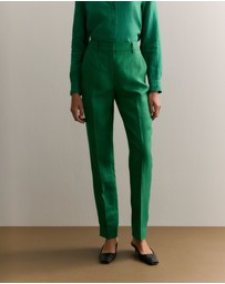 Trenery - Linen Twill Tapered Leg Trouser in Evergreen