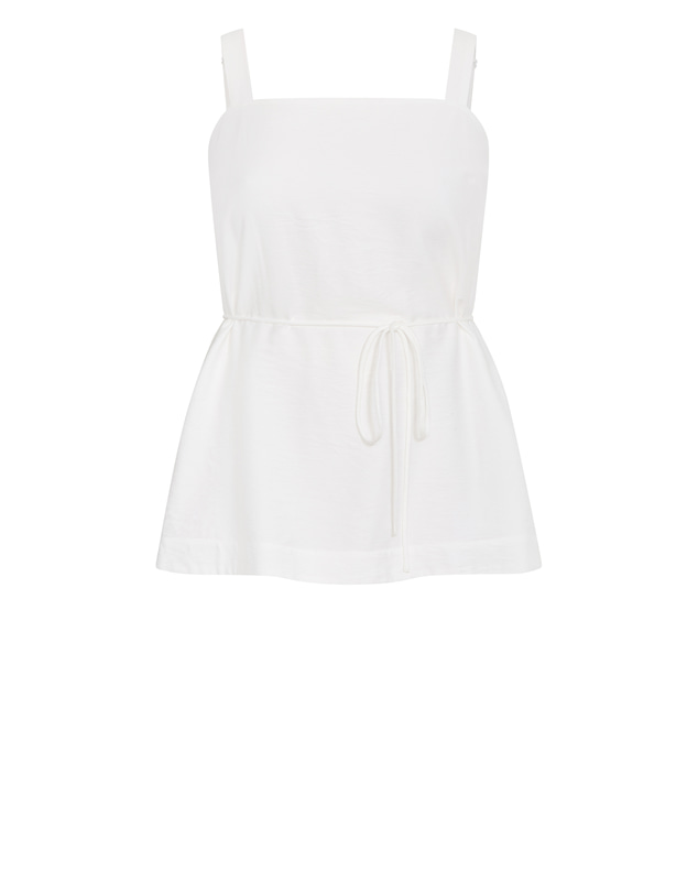 City Chic - Plus size Alexi Longline Tie Waist Top - ivory