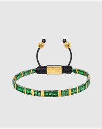 Nialaya Jewellery - Men's Bracelet with Marbled Green and Gold Miyuki Tila Beads