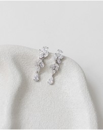 The White Collection - Clara - Silver Bridal Drop Earrings