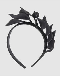 Max Alexander - Black Leather Flowers Headband