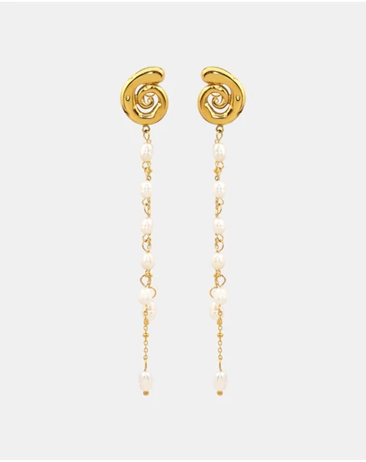 Zoe Olivia - Waterproof Spiral Pearl Drop Stud Earrings