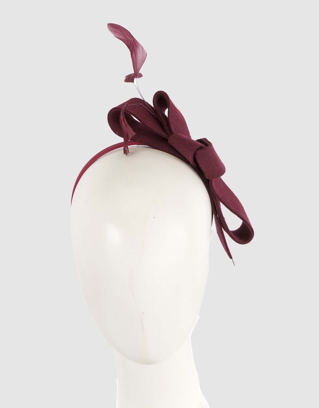 Max Alexander - Felt Burgundy Bow Fascinator