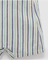 Purebaby - Striped Overalls -Kids-Babies