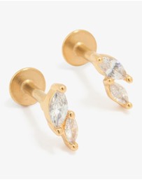 Lovisa - Gold Plated Titanium Cubic Zirconia Leaf Flat Back Studs