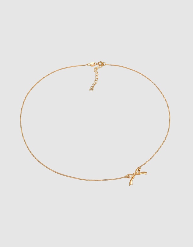 Elli Jewelry - Necklace Ribbon Elegant 925 Sterling Silver Gold Plated