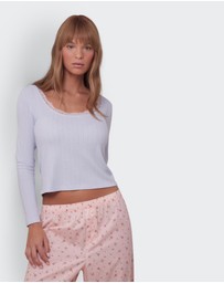Bras N Things - Mix And Match Long Sleeve Top-Light Blue