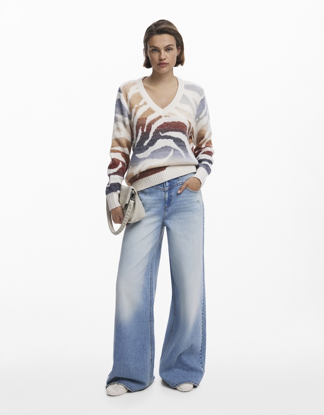 Desigual - V-Neck Zebra Sweater