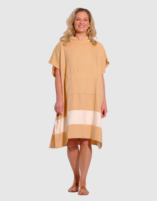 Tolu Australia - Adult Hooded Beach Towel in Dark Yellow – Quick-Dry Swim Poncho for Swimming & Surfing