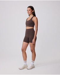 Upstate - Contour+ Mesh Back Crop - Ground Coffee