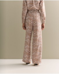 Trenery - Linen Abstract Geo Print Pull On Pant in Hazel