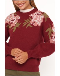 Petal & Pup - Ford Sweater - Burgundy Pink Floral