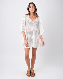 UNE PIECE - Scalloped Lace V-Neck Mini Kaftan
