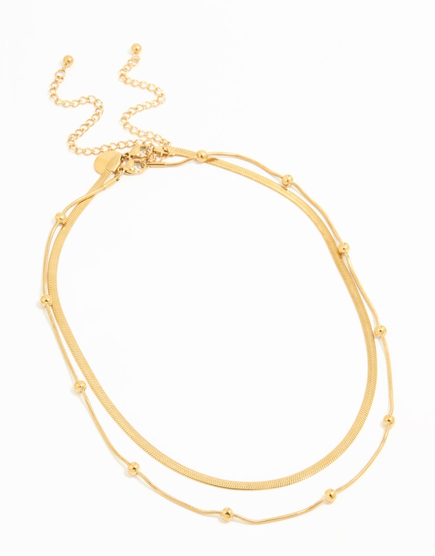 Lovisa - Waterproof Gold Plated Stainless Steel Ball Chain Layered Necklace