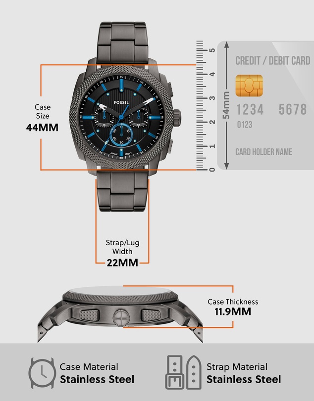 Fossil - Machine Gun-Metal Chronograph Watch