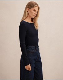 Forever New - Rebecca Scallop Long Sleeves Top
