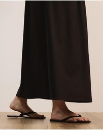 Atmos&Here Curvy - Amber Cotton Linen Blend Waist Tie A-Line Midi Skirt