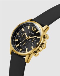 GUESS - Guess Men's Black Gold Tone 44mm Multi-function Watch