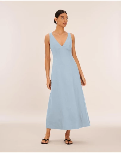AERE - Nora Buckle Detail Linen Slip Dress