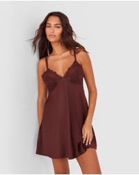 Bras N Things - Imogen Short Slip - Dark Brown