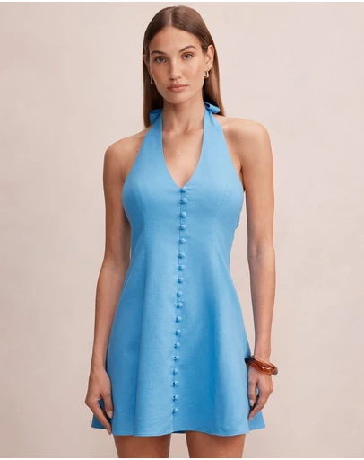 Forever New - Ina Button Front Halter Neck Mini Dress