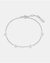 Ania Haie - Ania Haie Silver Pave Puffed Heart Station Bracelet