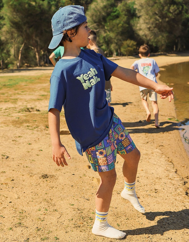 Skwosh - Yeah Nah Boys Regular Tee in Navy